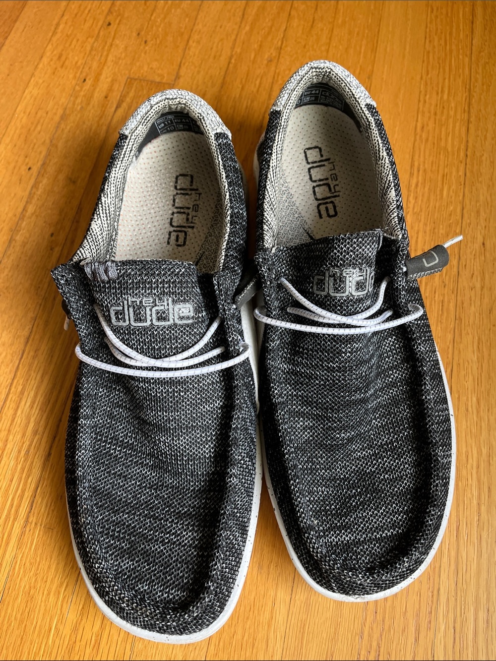 Hey Dude Men’s Wally Free Phantom Slip-Ons in Black White and Gray size 11